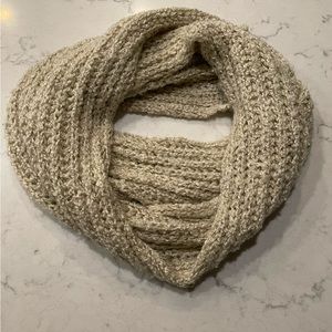Neutral Beige Crochet Knit Infinity Scarf